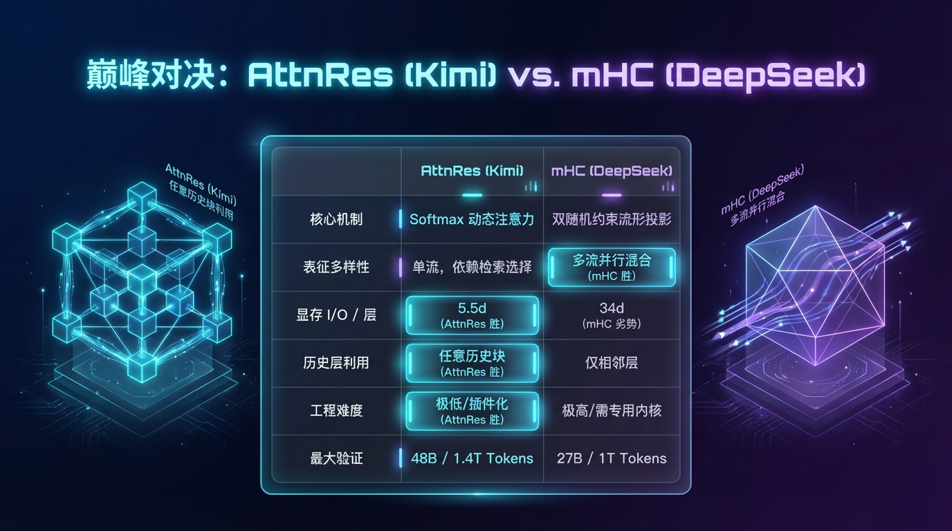 巅峰对决:AttnRes (Kimi) vs.mHC (DeepSeek)
