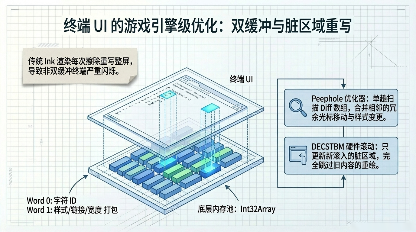 终端渲染引擎：游戏引擎级的双缓冲优化
