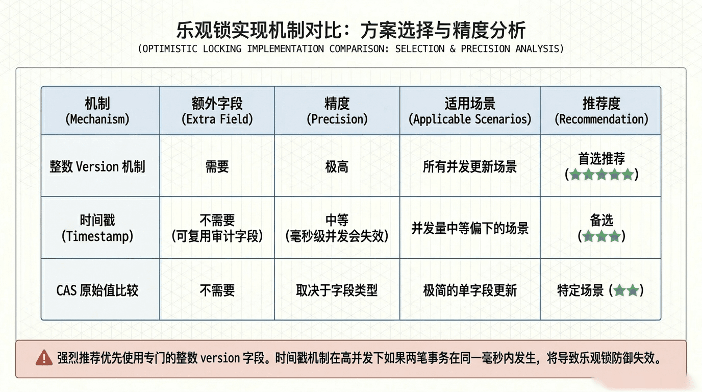 乐观锁实现机制对比